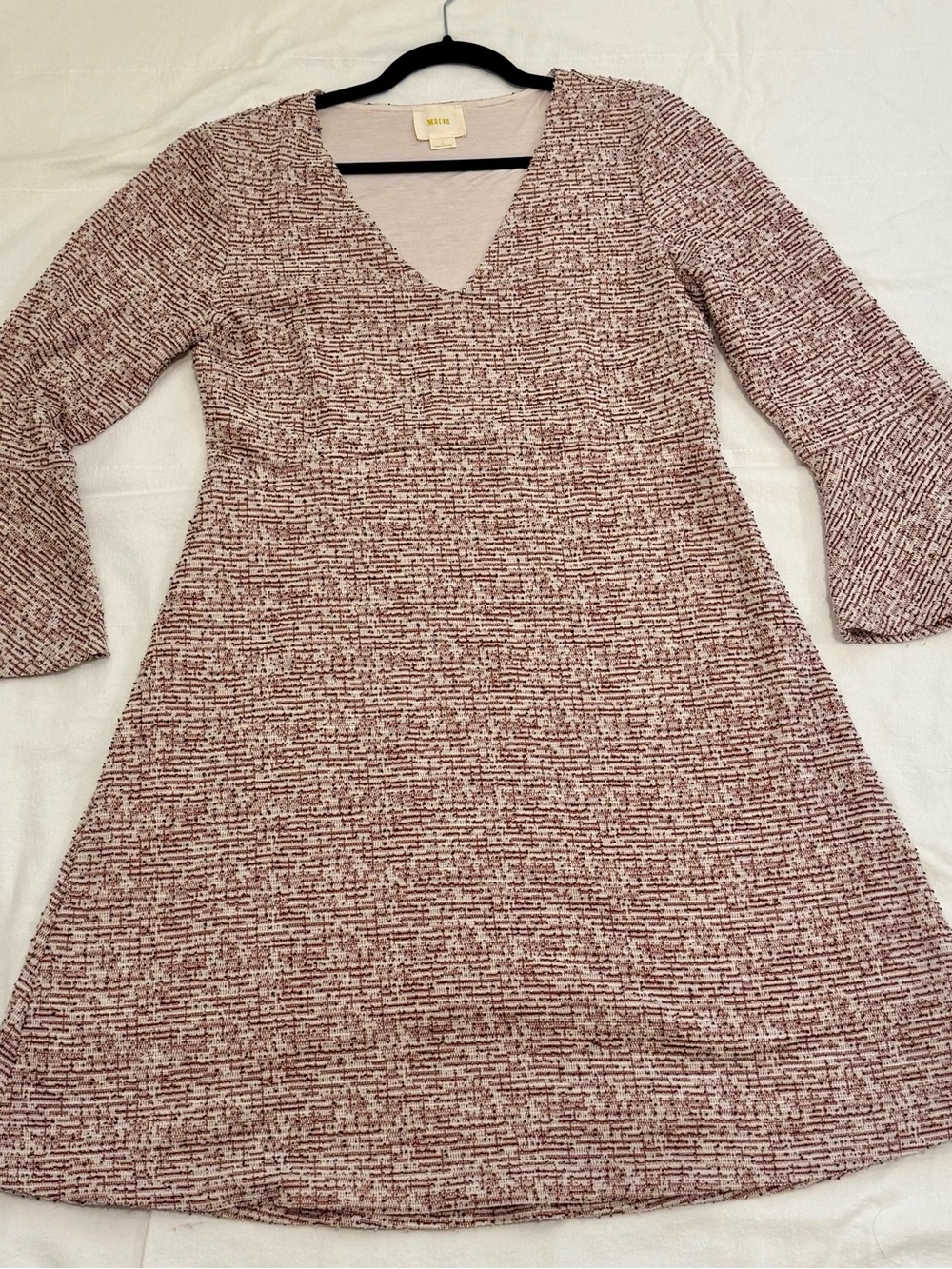 Maeve Anthropologie Susie Tweed Bell Sleeve Dress Size L